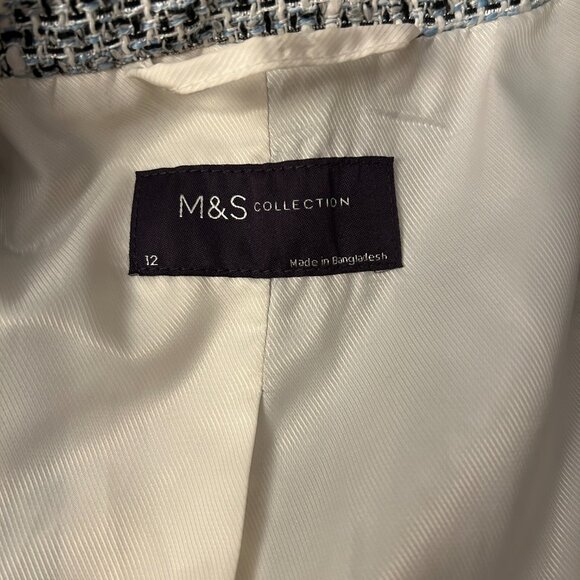 Classy Marks & Spencer Blue Mix Tweed Style Jacket Blazer  (Size 12) - Picture 11 of 13